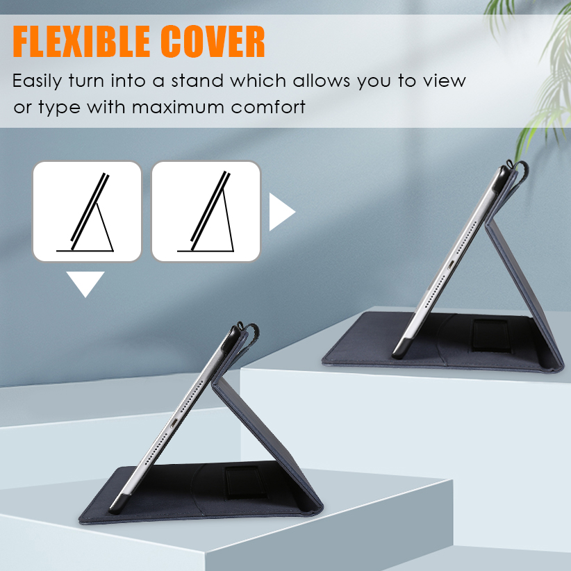 Multi-Angle Viewing Stand Cover with Pocket & Pencil Holder, Auto Sleep Wake Fit iPad Pro 11” M4 2024 